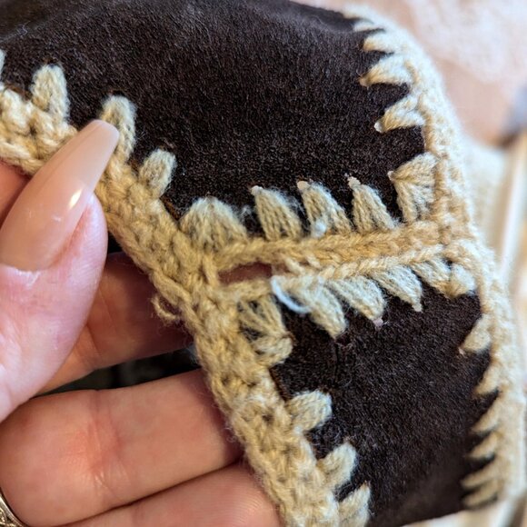 Vintage Grandmacore Crochet and Suede Patchwork Vest - Picture 7 of 8